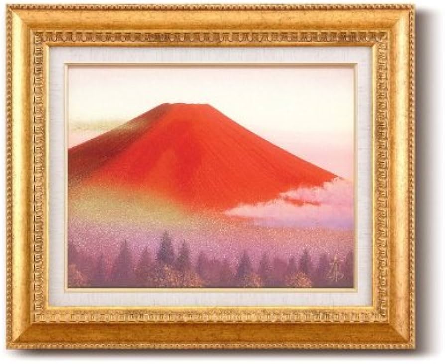 徳田春邦 赤富士 油絵 絵画 Amazon.co.jp: 手描き油絵 徳田春邦油絵額F6金 「赤富士」絵画